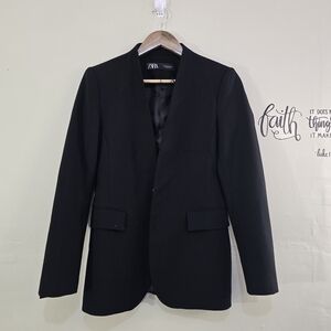 Zara Black Collarless Blazer
